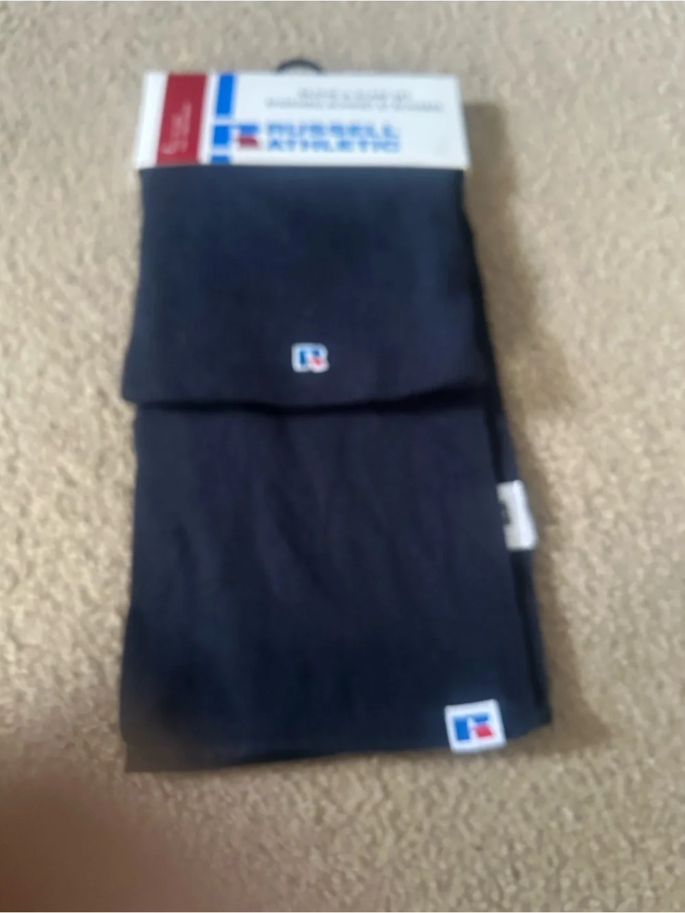Russell Athletic Black Knit Scarf with Logo Patch